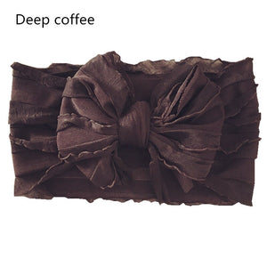 Oversize Lace Bow Baby Headband Wide Soft Flower Silk Hairband for Girl Headwear Children Bow Knot Turban Newbor Infant Headwrap