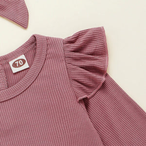 Newborn Infant Baby Girls Ruffle T-Shirt Romper Tops Leggings Pant 3Pcs Outfits Clothes Set Long Sleeve Fall Winter Clothing D20