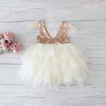 Feather Sequins Tiered Girls Dress Fluffy Tulle Party Kids Princess Dresses for Girls Baby Clothes 2-10Y E13846
