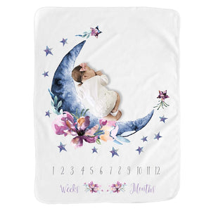 LOOZYKIT Newborns Baby Milestone Blanket Cloud Moon Photography Photo Props Background Cloth Infant Monthly Growth Anniversary