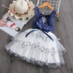 Summer Toddler Girls Lace Cake Dress Kids Sleeveless Floral Mesh Wedding Dresses Children Clothing For Baby Girls 3 to 8 Years