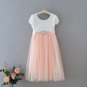 Wholesale Summer New Baby Girl Princess Dress Eyelash Lace Straight Tulle Dress For Wedding Party Baby Girl Clothes E13844