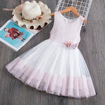 Summer Toddler Girls Lace Cake Dress Kids Sleeveless Floral Mesh Wedding Dresses Children Clothing For Baby Girls 3 to 8 Years