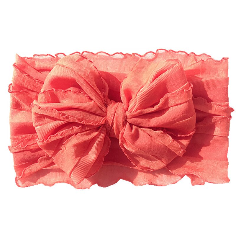 Oversize Lace Bow Baby Headband Wide Soft Flower Silk Hairband for Girl Headwear Children Bow Knot Turban Newbor Infant Headwrap