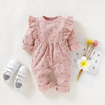 Infant Flare Long Sleeve Jumpsuit Outfits Children Romper Baby Girl Clothes Autumn Casual Floral Print Romper
