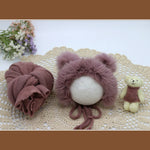 3pcs/set  Newborn Photography Props Blanket  Hat Baby Photography  Wrap Props Bear Doll  Baby Photo Shoot Accessories