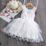 Summer Toddler Girls Lace Cake Dress Kids Sleeveless Floral Mesh Wedding Dresses Children Clothing For Baby Girls 3 to 8 Years