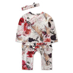 Newborn baby girl romper rose ruffled long sleeve zipper jumpsuit + headwear comfortable newborn girl clothes