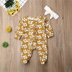0-6M Newborn Kid Baby Girls Clothes Autumn long Sleeve Floral Romper Elegant Ruffles Jumpsuit Cotton Flower Cute Sweet Outfit