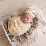 Ylsteed 7pcs Set Newborn Photography Accessories Baby Photo Props Newborn Stretch Wrap Top Knot Hat with Posing Pillow Pic Idea