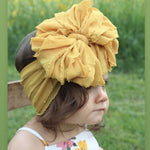 Oversize Lace Bow Baby Headband Wide Soft Flower Silk Hairband for Girl Headwear Children Bow Knot Turban Newbor Infant Headwrap