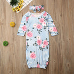 Infant Baby Girls Boys Sleeping Bag Newborn Blanket Swaddle Wrap Gown Floral Headband 2pcs Outfits 0-9M