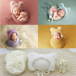 3pcs/set  Newborn Photography Props Blanket  Hat Baby Photography  Wrap Props Bear Doll  Baby Photo Shoot Accessories