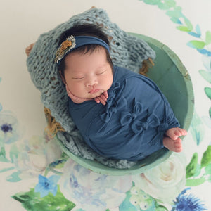 Ylsteed 7pcs Set Newborn Photography Accessories Baby Photo Props Newborn Stretch Wrap Top Knot Hat with Posing Pillow Pic Idea