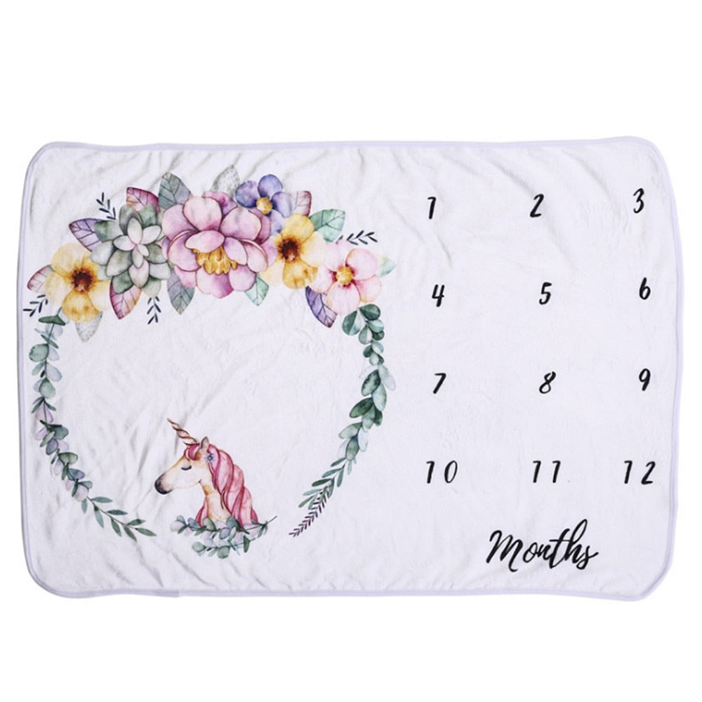 Monthly Personalized Milestones Microfiber Fleece Baby Blanket