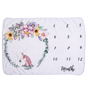 Monthly Personalized Milestones Microfiber Fleece Baby Blanket