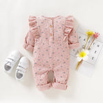 Infant Flare Long Sleeve Jumpsuit Outfits Children Romper Baby Girl Clothes Autumn Casual Floral Print Romper