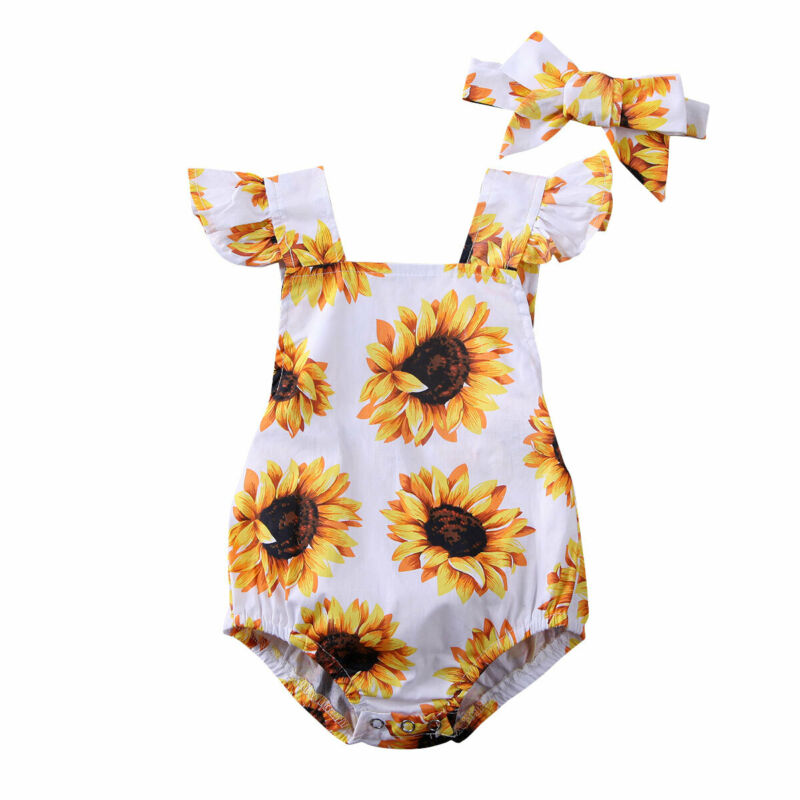 0-24M Flower Newborn Infant Baby Girl Rompers Ruffles Sunsuit Jumpsuit Summer Baby Girls Costumes
