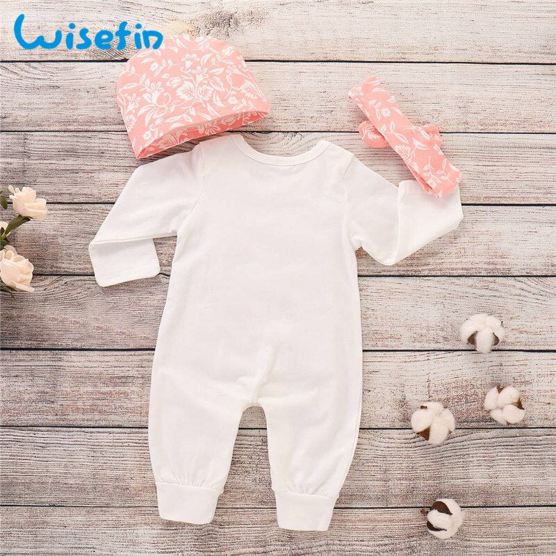Newborn Baby Girl Romper Long Sleeve Baby Rompers Winter Baby Girls Clothes Toddler Girl Romper Infant Jumpsuit 3Pcs Set P30