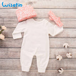 Newborn Baby Girl Romper Long Sleeve Baby Rompers Winter Baby Girls Clothes Toddler Girl Romper Infant Jumpsuit 3Pcs Set P30