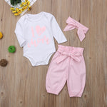 Pudcoco Girl Set 0-24M 3pcs Baby Girls Romper+Long Pants+Headband Cute Outfits Toddler Kid Clothing Set