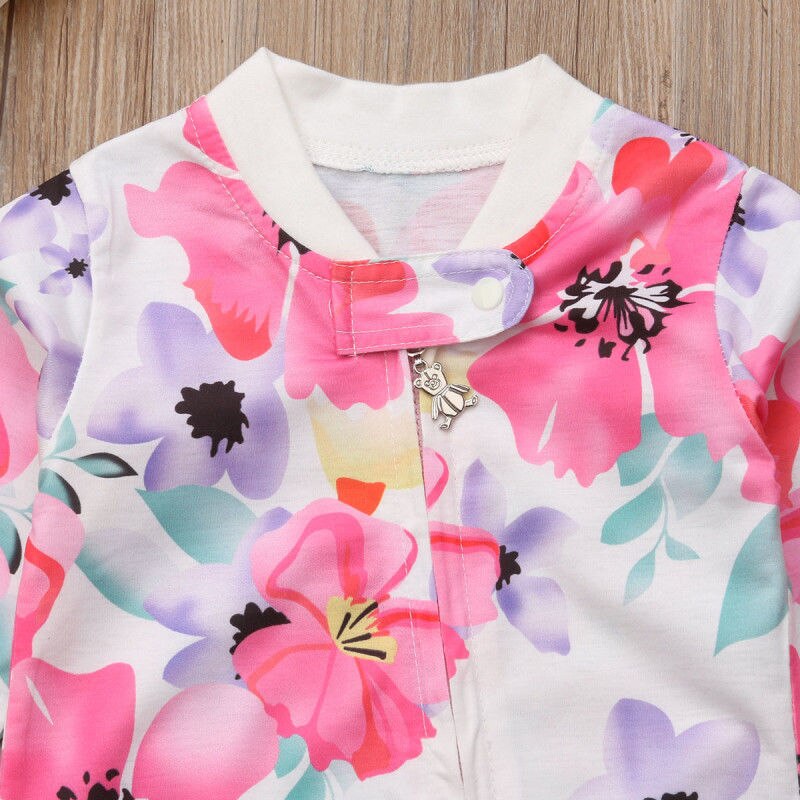 Pudcoco Girl Jumpsuits 0-24M US Flower Newborn Baby Girl Zipper Cotton Romper Jumpsuit Autumn Outfits Clothes