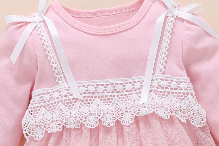new born baby clothes long sleeved princess baby girl romper autumn spring lace children jumpsuit+headband+socks toddler set 3m