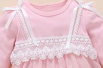 new born baby clothes long sleeved princess baby girl romper autumn spring lace children jumpsuit+headband+socks toddler set 3m