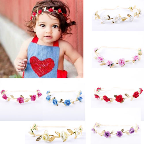 Rose Flower Baby Headband Kids Girl Bling Toddler Flower Baby Hair Elastic Baby Girl Headbands Photography Props Accessory