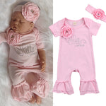 Pudcoco Girl Jumpsuits Newborn Baby Girls Flower Romper Jumpsuit Headband Outfits Clothes Set