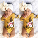 Pudcoco Girl Clothes Cute 2PCS Newborn Baby Girl Long Sleeve Bodysuit Floral Jumpsuit Clothes Cotton Outfits