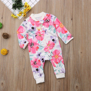 Pudcoco Girl Jumpsuits 0-24M US Flower Newborn Baby Girl Zipper Cotton Romper Jumpsuit Autumn Outfits Clothes