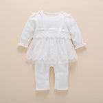 new born baby clothes long sleeved princess baby girl romper autumn spring lace children jumpsuit+headband+socks toddler set 3m