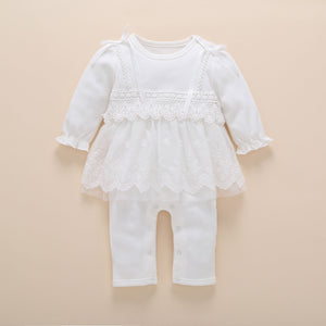 new born baby clothes long sleeved princess baby girl romper autumn spring lace children jumpsuit+headband+socks toddler set 3m