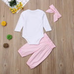 Pudcoco Girl Set 0-24M 3pcs Baby Girls Romper+Long Pants+Headband Cute Outfits Toddler Kid Clothing Set