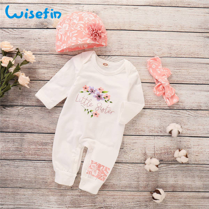 Newborn Baby Girl Romper Long Sleeve Baby Rompers Winter Baby Girls Clothes Toddler Girl Romper Infant Jumpsuit 3Pcs Set P30