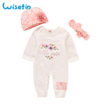 Newborn Baby Girl Romper Long Sleeve Baby Rompers Winter Baby Girls Clothes Toddler Girl Romper Infant Jumpsuit 3Pcs Set P30