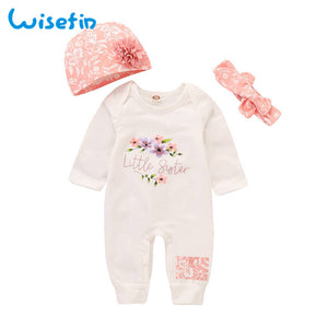 Newborn Baby Girl Romper Long Sleeve Baby Rompers Winter Baby Girls Clothes Toddler Girl Romper Infant Jumpsuit 3Pcs Set P30