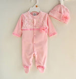 Spring Autumn Cute Ruffle Flower Full Sleeves Girls Rompers + Cap Princess Overalls Baby Jumpsuit Infant Outfit Kids Child Cloth