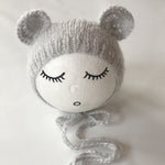 Newborn Mohair Ear Bear Hat Bonnet Baby Infant  Photography Props Cap Gorro Bebe Handmade Knitted Hats Photo Accessories