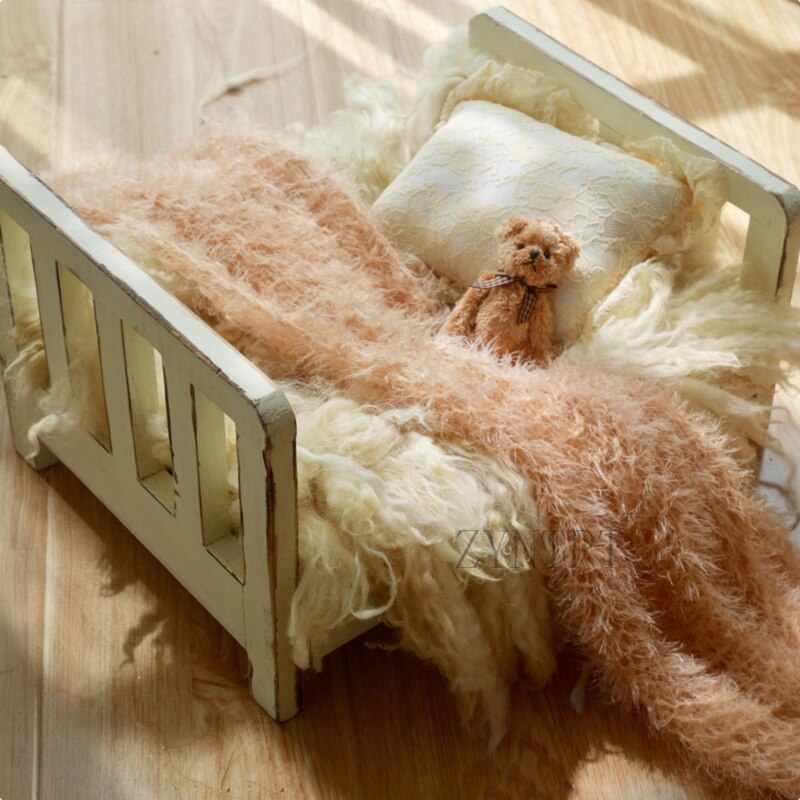 Posing Wood Bed For Newborn Photography Props Photo Flokati Shoot Studio Accessories Baby Fotografia Photoshoot Wool Baskets
