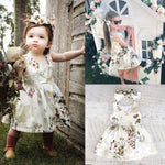 Summer Cute Princess Sleeveless Flower Baby Girls Toddler Kids Dress Button Party Pageant Tutu Dresses Clothes