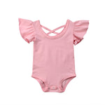 Newborn Infant Baby Girl Pure Color Ruffles Romper Back Cross Jumpsuit Cotton Sunsuit Summer Clothes Outfits