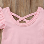 Newborn Infant Baby Girl Pure Color Ruffles Romper Back Cross Jumpsuit Cotton Sunsuit Summer Clothes Outfits