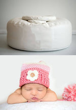 Newborn BeanBag Ottoman Round Pillow 33x10inch White Newborn Photography Posing Pillow Infant Bean Bag Positioner poser
