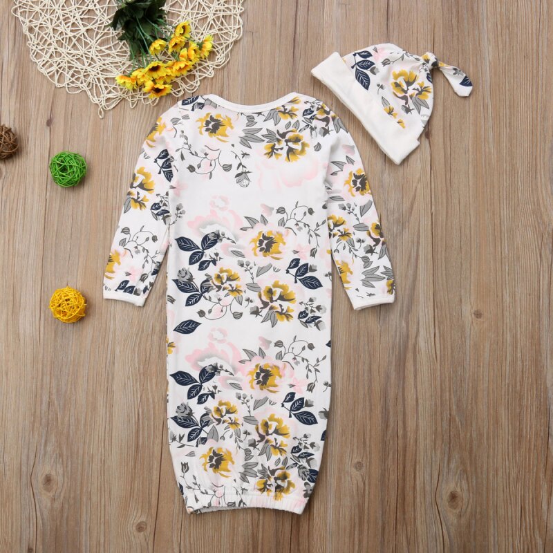 Baby Sleeping Bag+Hat Floral Infant Gowns Pajamas Baby Pyjamas Sleeping Suit For Babies Newborn Nightgown Sleepwear Robes