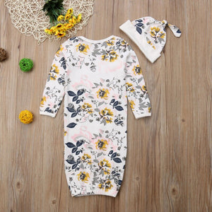 Baby Sleeping Bag+Hat Floral Infant Gowns Pajamas Baby Pyjamas Sleeping Suit For Babies Newborn Nightgown Sleepwear Robes
