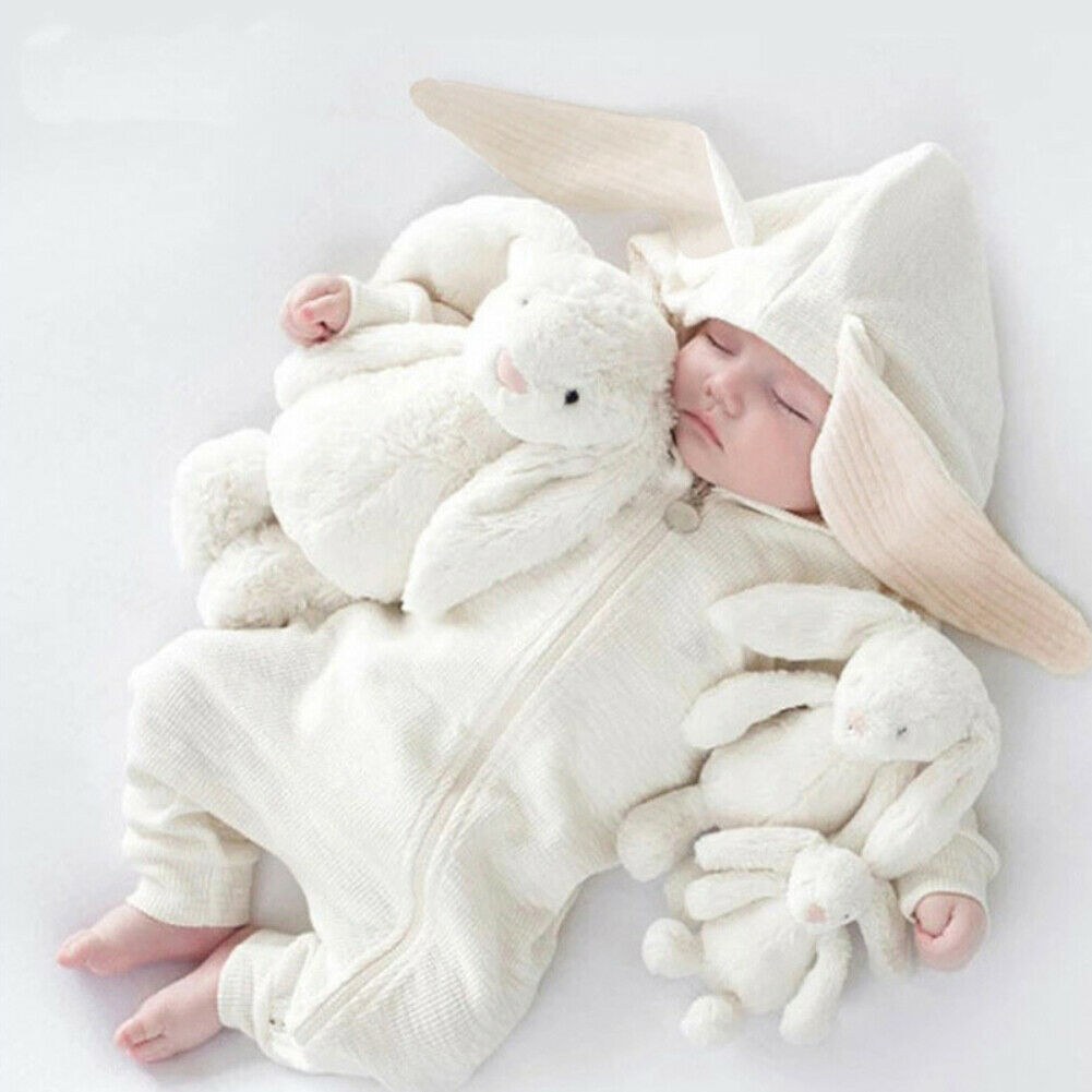 0-24M Newborn Baby Boy Girl Bunny Rompers Long Ear Hooded Jumpsuit Rabbit Playsuit Autumn Winter Baby Boy Girl Clothes Costumes