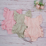 New Baby Clothes Summer Bubble Bow Tie Ruffle Linen Romper Jumpsuit For Boys Girls Newborn Toddler Kids Boutique Infantil Roupa