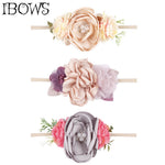 Boutique Artificial Flower Head Bands Beauty Pearl Floral Nylon Hairband For Newborn Kids Safe Headwear Gift Hair Accessories